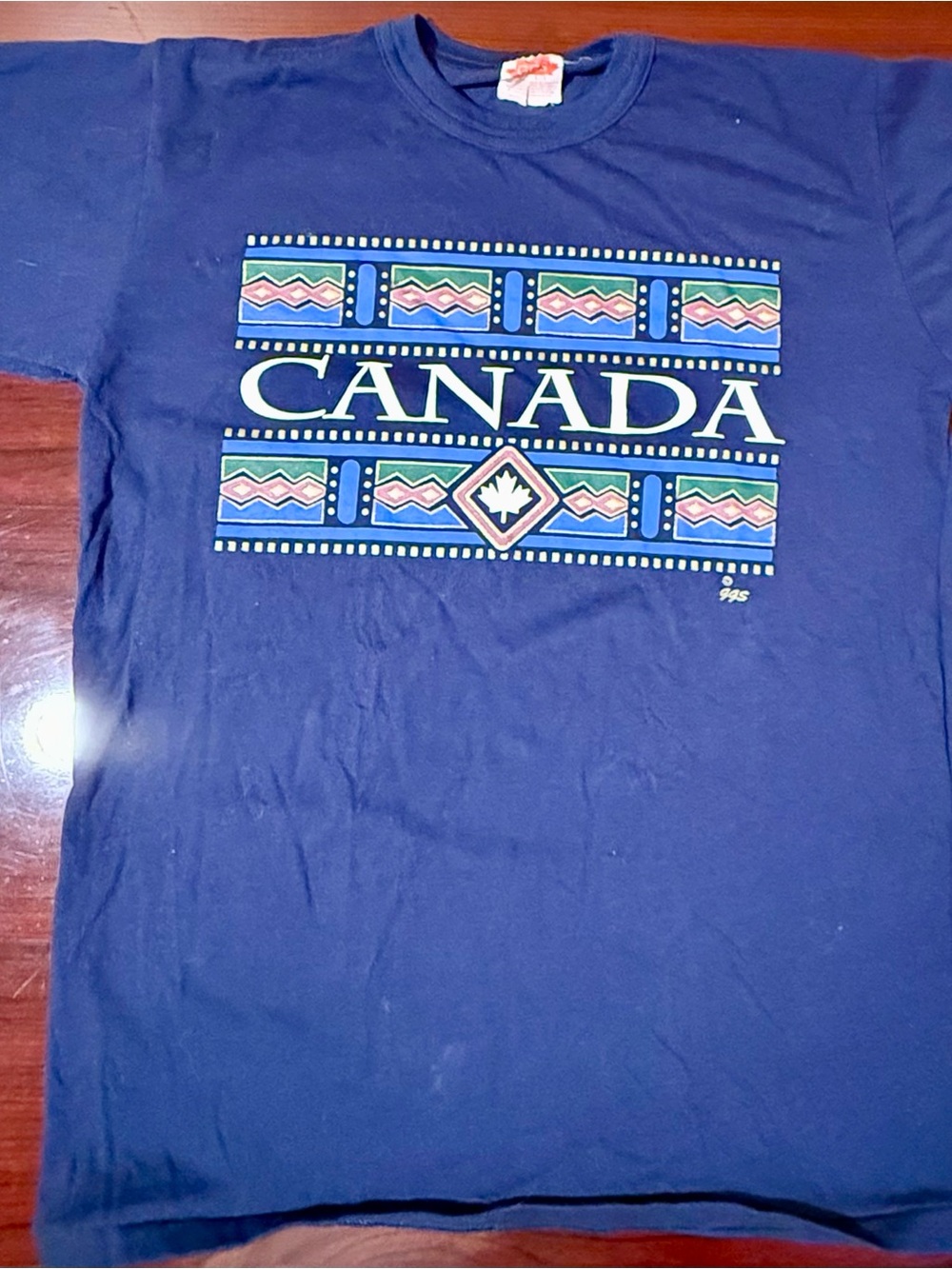 Vintage Canada Graphic Tee - Navy with Multicolor Print